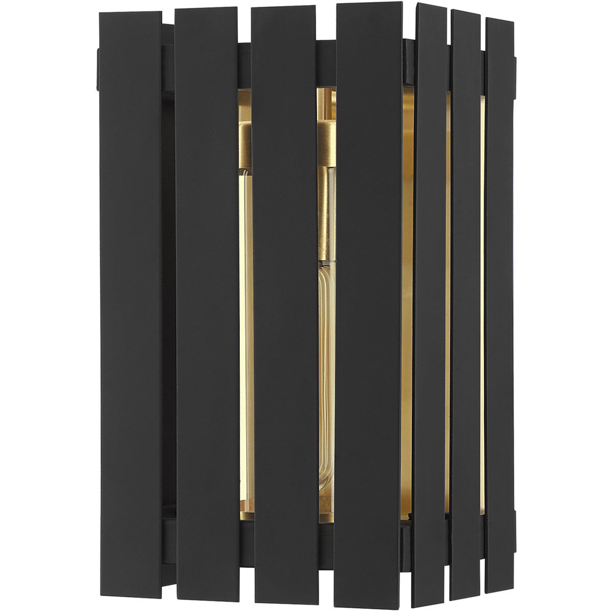 Greenwich 1 Light 10 inch Black with Satin Brass Accents Outdoor Wall Lantern
