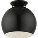 Piedmont 1 Light 10 inch Shiny Black Semi-Flush Mount Ceiling Light