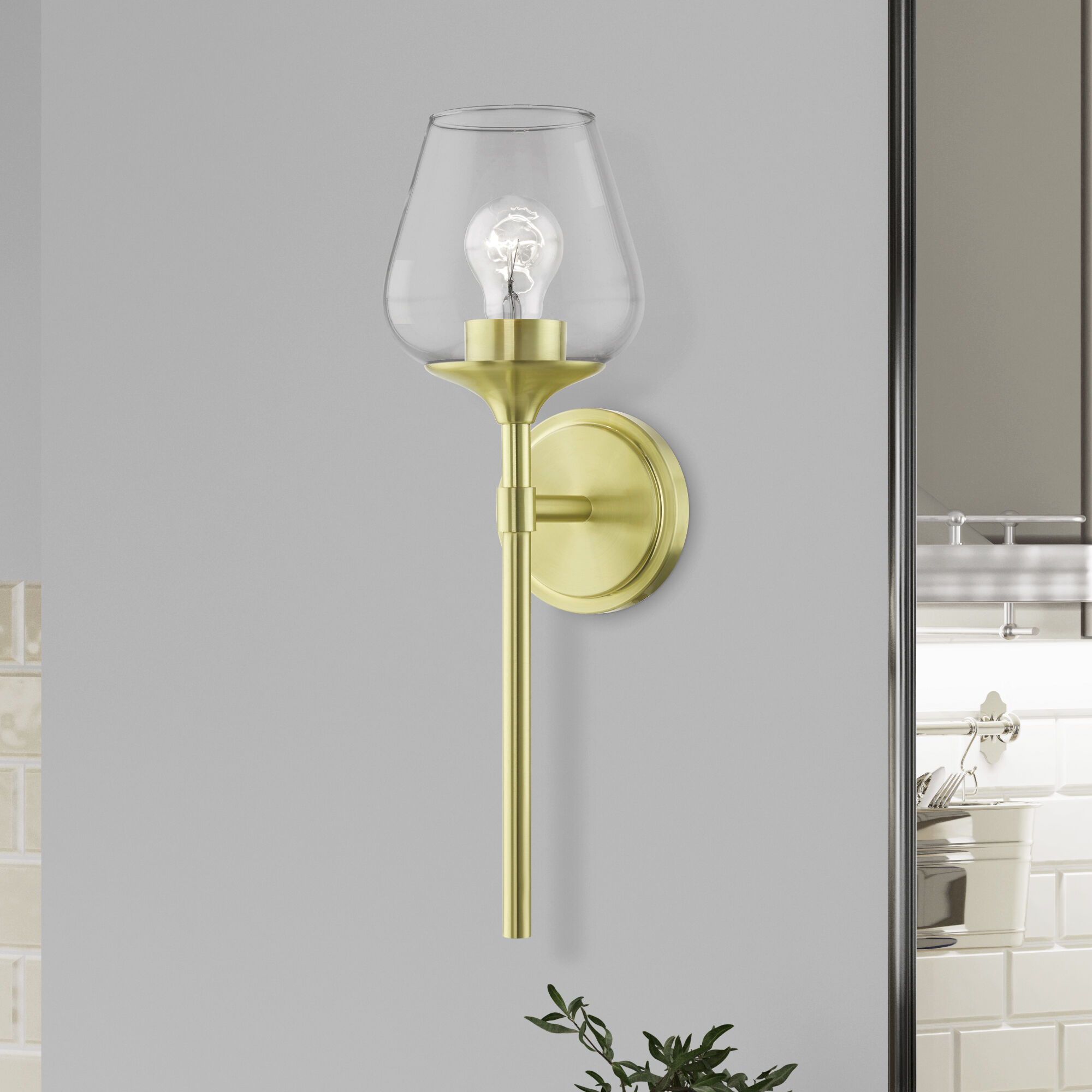 Willow 1 Light 6 inch Satin Brass Vanity Sconce Wall Light