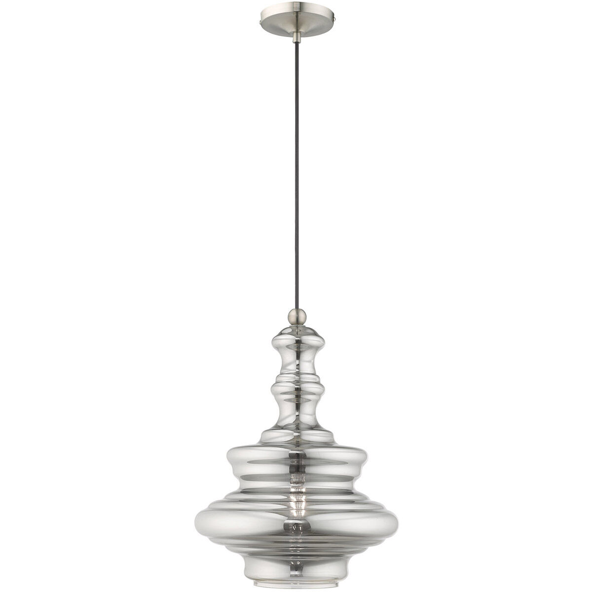 Art Glass 1 Light 12 inch Brushed Nickel Mini Pendant Ceiling Light