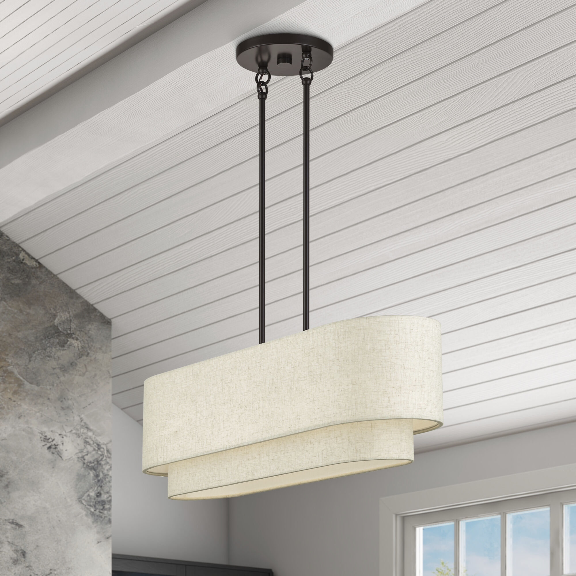 Manorwood 3 Light 30 inch English Bronze Linear Chandelier Ceiling Light, Medium