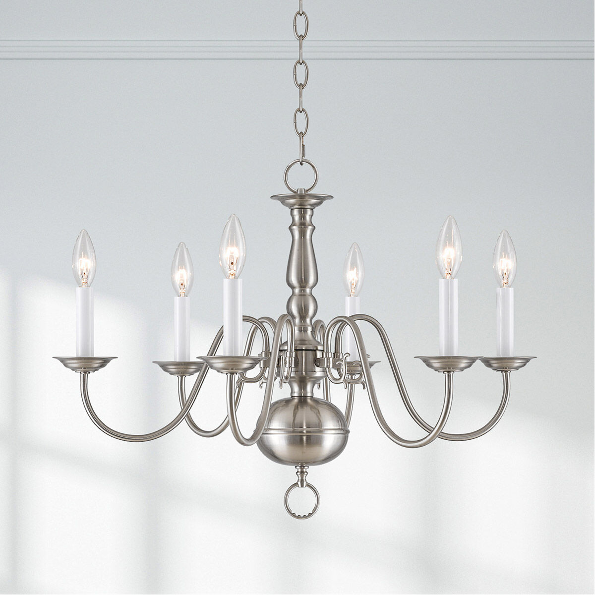 Williamsburgh 6 Light 24 inch Brushed Nickel Chandelier Ceiling Light