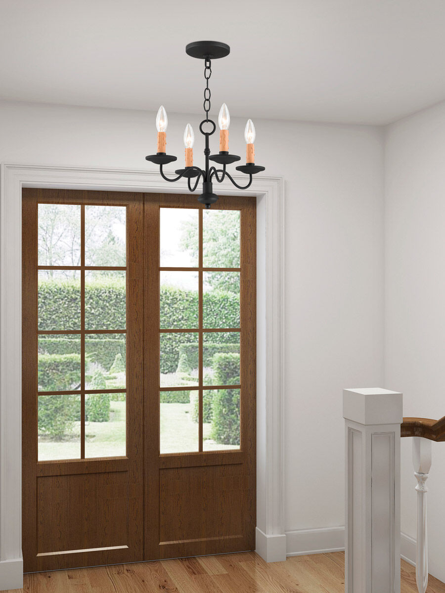 Heritage 4 Light 15 inch Black Mini Chandelier Ceiling Light