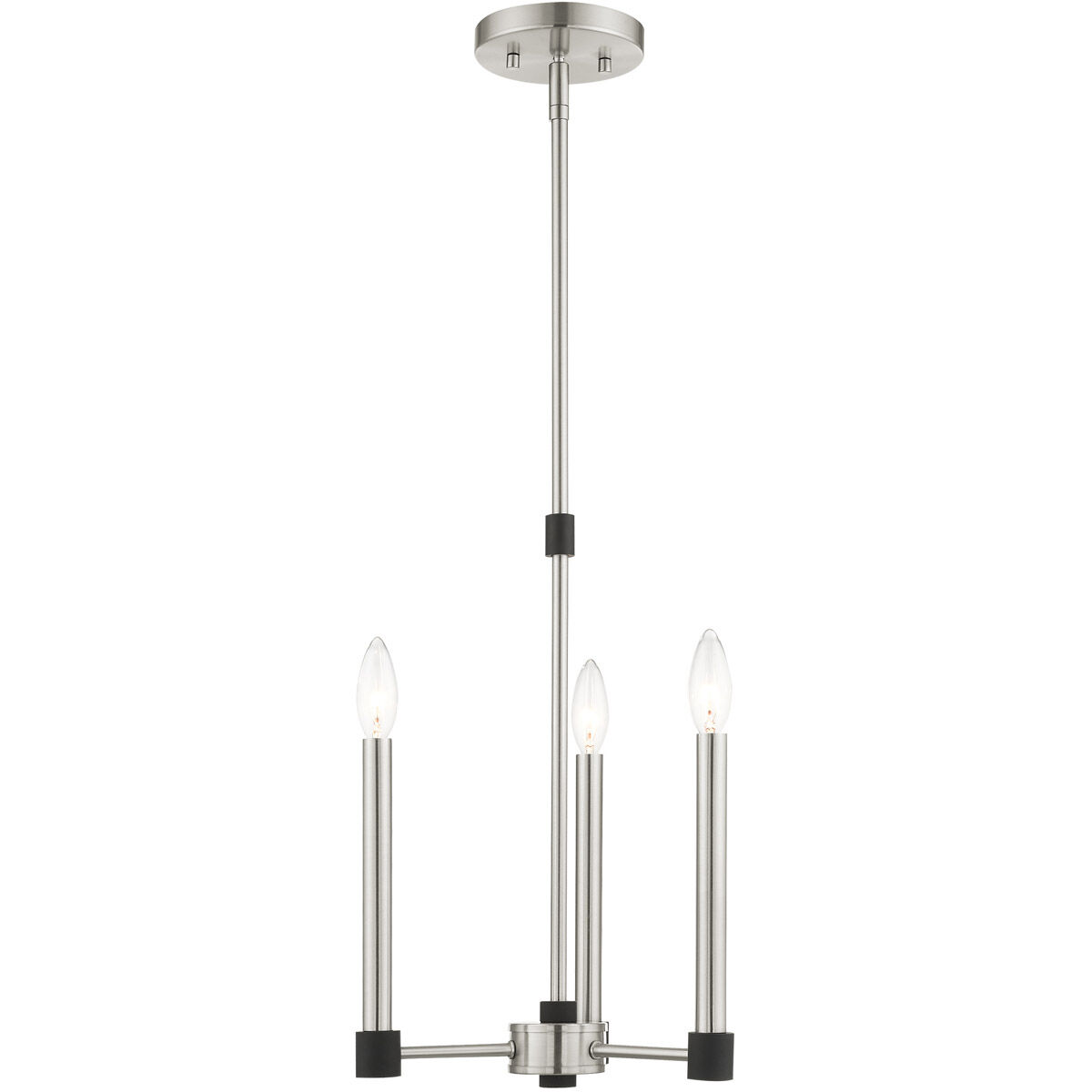 Karlstad 3 Light 12 inch Brushed Nickel with Satin Brass Accents Chandelier Ceiling Light