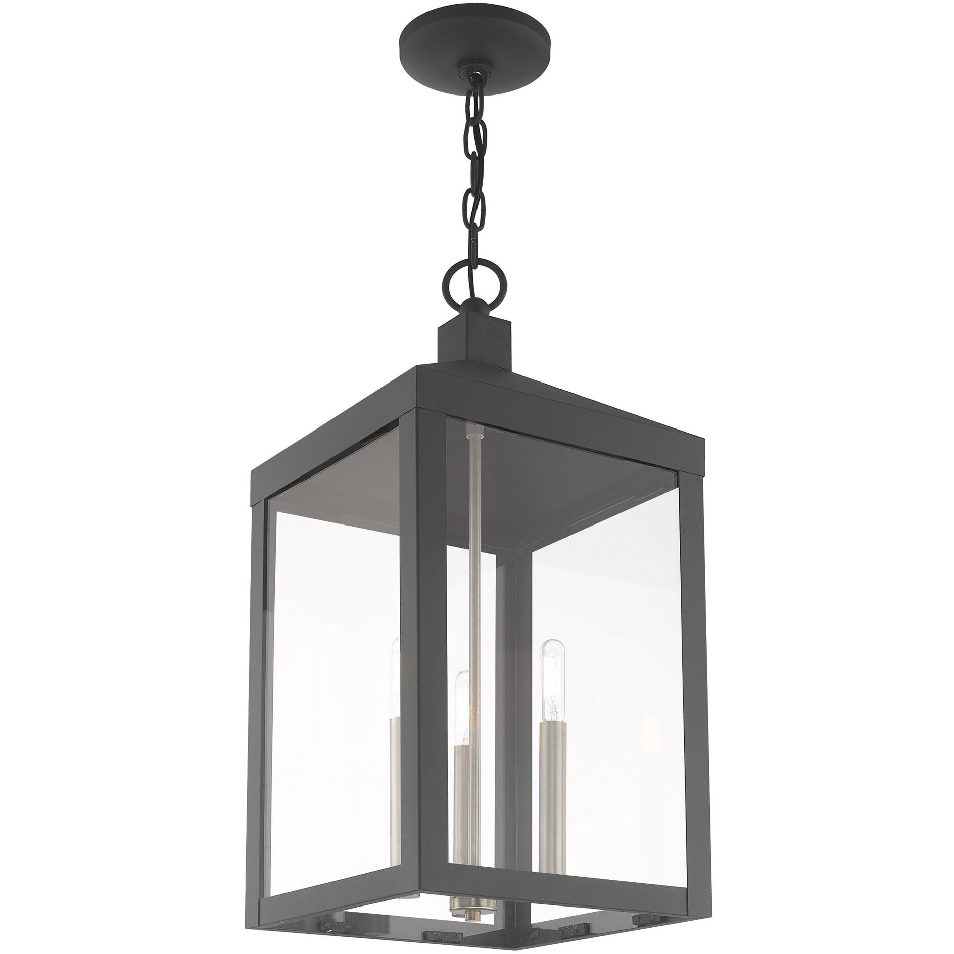 Nyack 3 Light 11 inch Scandinavian Gray Outdoor Pendant Lantern