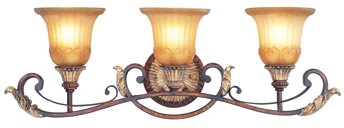 Villa Verona 3 Light 30 inch Verona Bronze with Aged Gold Leaf Accents Bath Vanity Wall Light