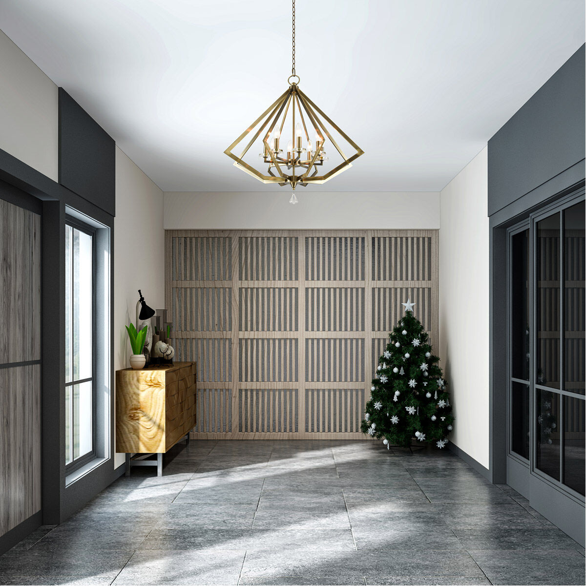 Diamond 8 Light 28 inch Antique Brass Chandelier Ceiling Light