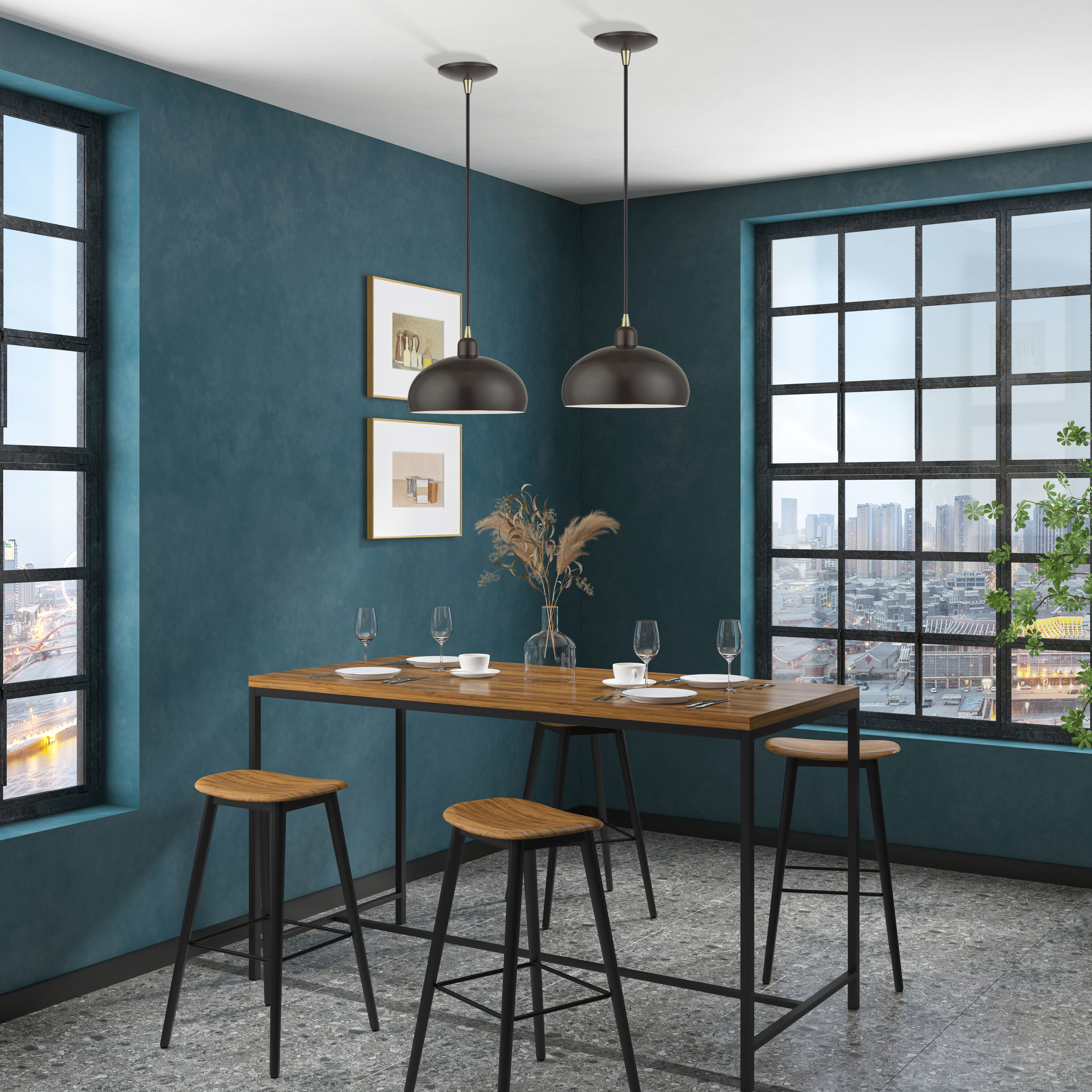 Domma 1 Light 10 inch English Bronze with Antique Brass Accents Pendant Ceiling Light