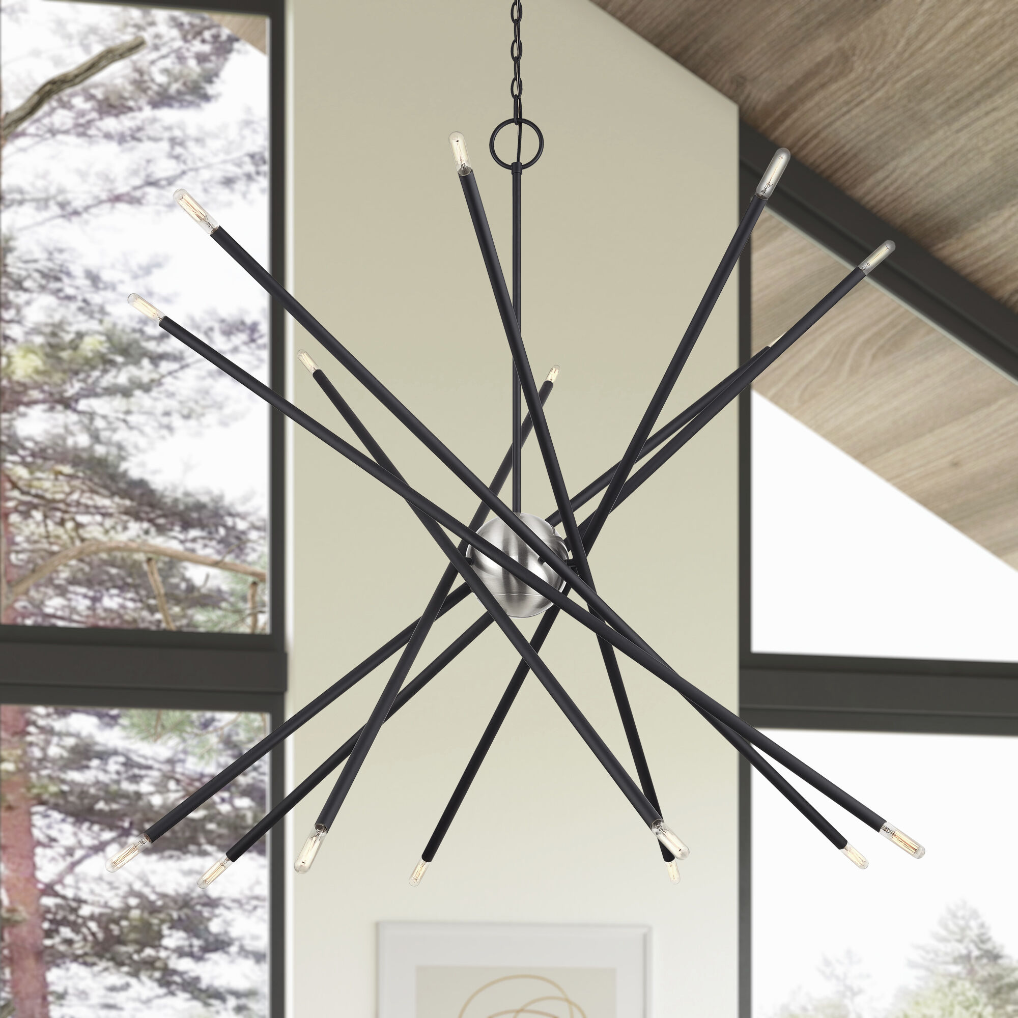 Soho 16 Light 50 inch Black Foyer Chandelier Ceiling Light