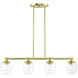 Willow 4 Light 36 inch Satin Brass Linear Chandelier Ceiling Light