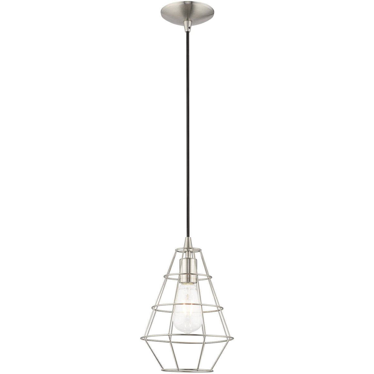 Geometric 1 Light 8 inch Brushed Nickel Mini Pendant Ceiling Light