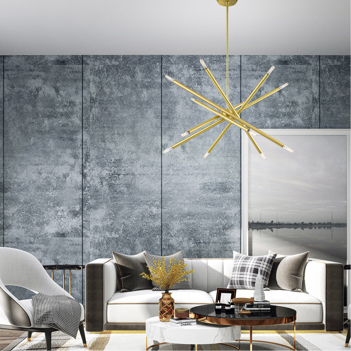 Soho 12 Light 28 inch Satin Brass Chandelier Ceiling Light