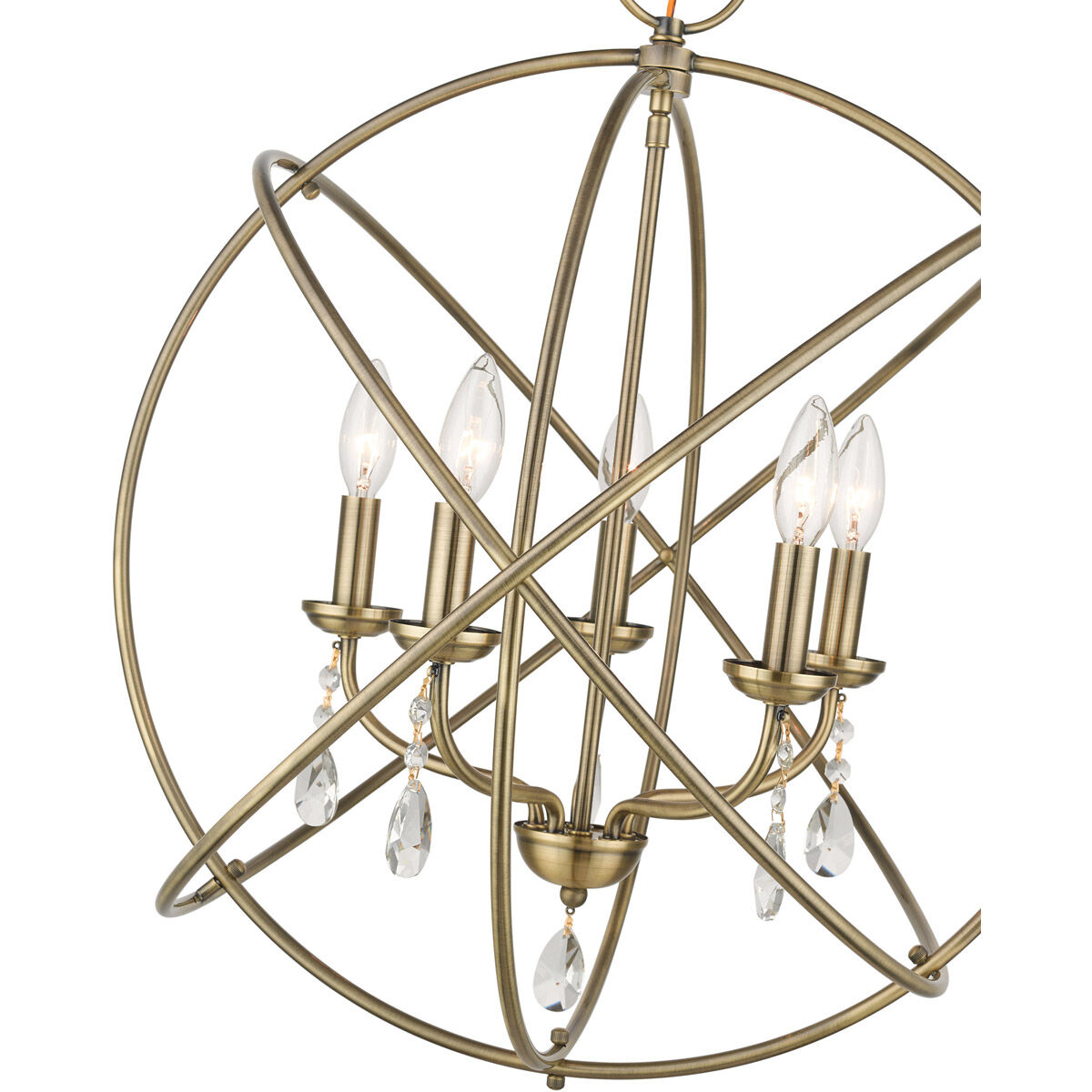 Aria 5 Light 23.5 inch Antique Brass Chandelier Ceiling Light