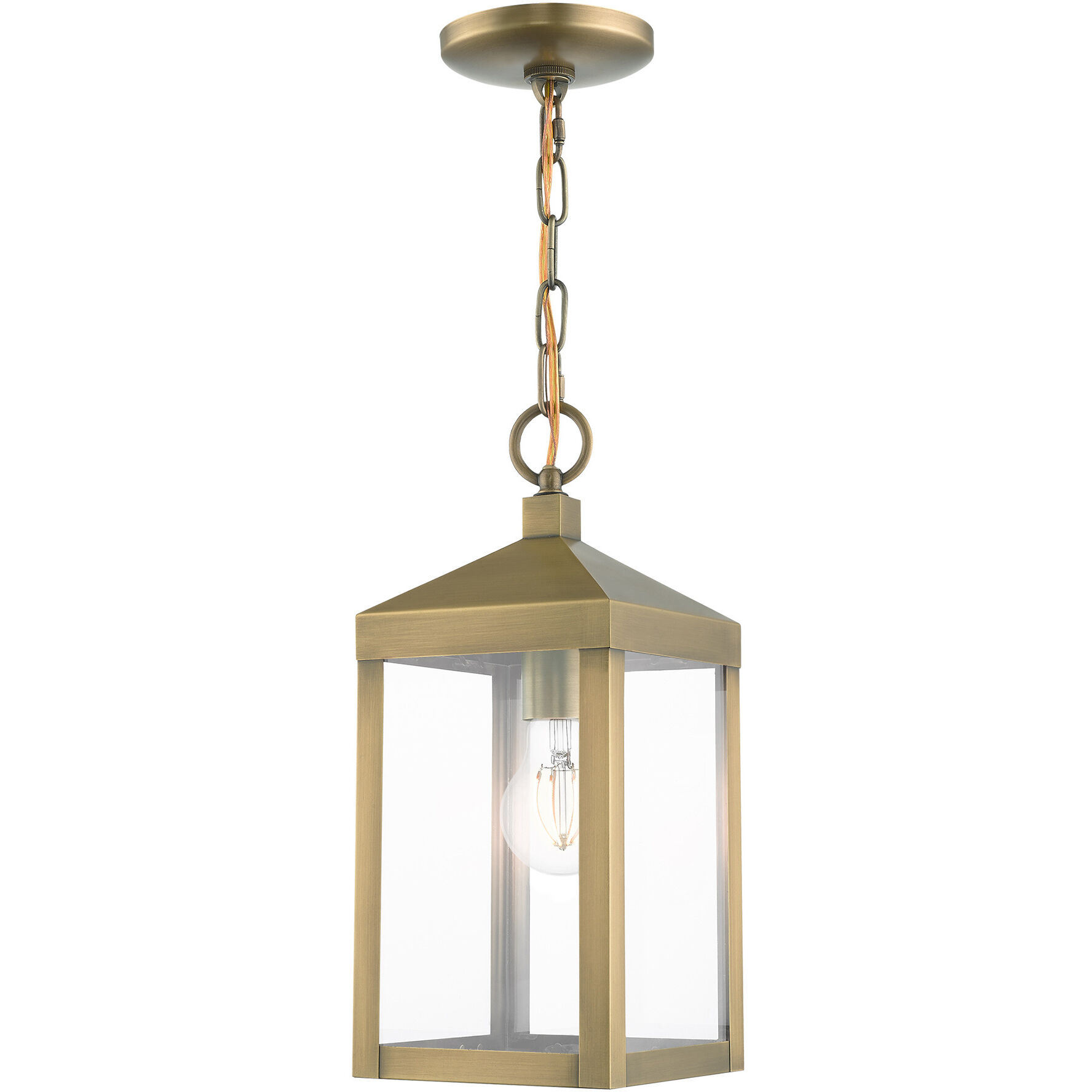 Nyack 1 Light 6 inch Antique Brass Outdoor Pendant Lantern