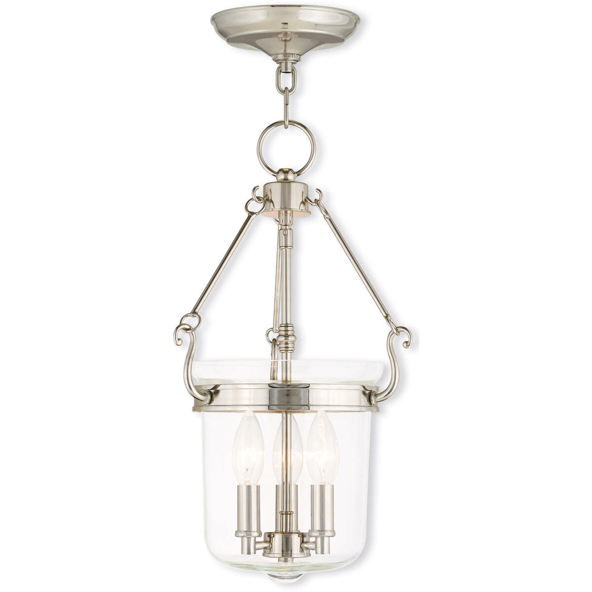 Rockford 3 Light 10.5 inch Polished Nickel Pendant Ceiling Light