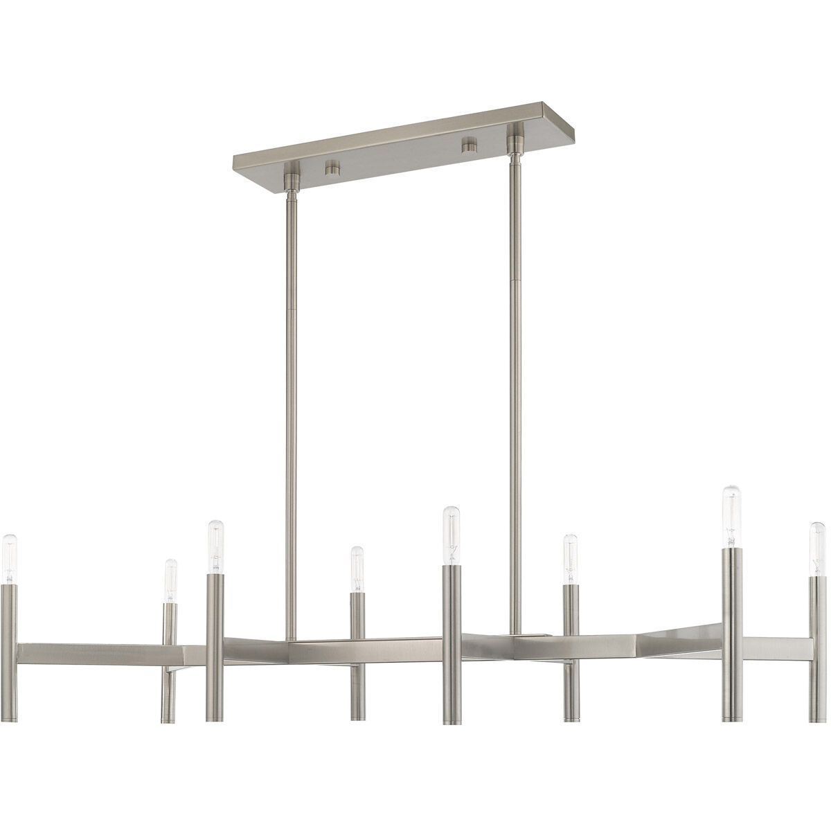 Copenhagen 8 Light 40 inch Brushed Nickel Linear Chandelier Ceiling Light 