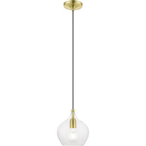 Aldrich 1 Light 8 inch Satin Brass with Polished Brass Accent Pendant Ceiling Light
