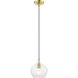 Aldrich 1 Light 8 inch Satin Brass with Polished Brass Accent Pendant Ceiling Light