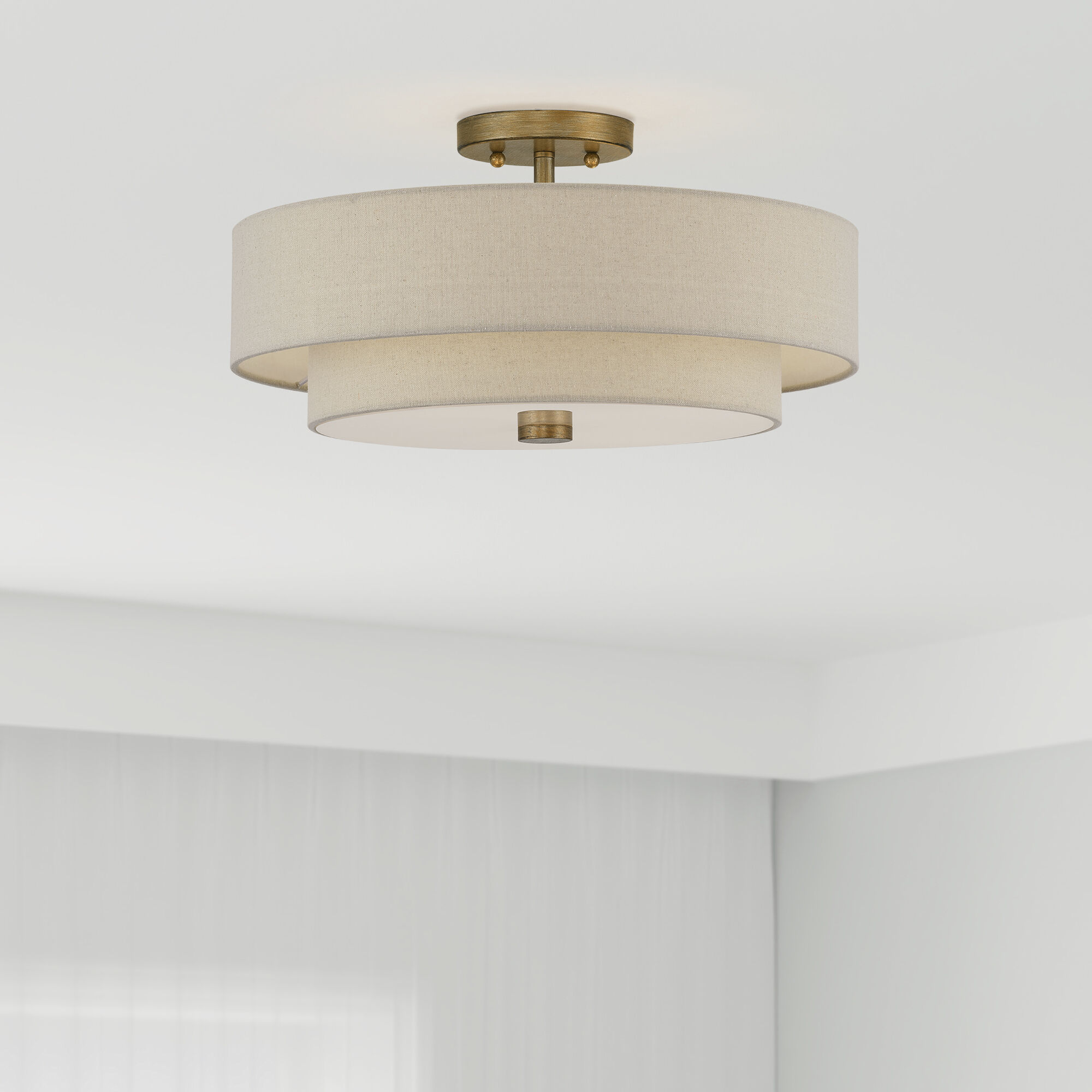 Bellingham 4 Light 18 inch Antique Gold Leaf Semi Flush Mount Ceiling Light, Large