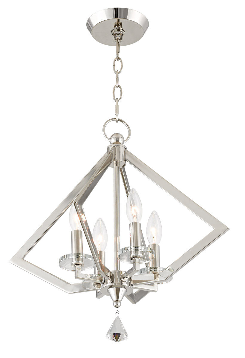Diamond 4 Light 18 inch Polished Nickel Mini Chandelier Ceiling Light