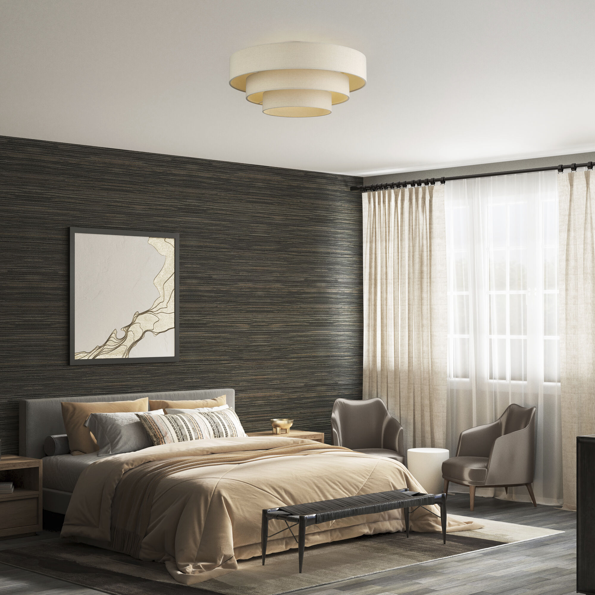 Bellingham 5 Light 28 inch Antique Gold Leaf Semi Flush Mount Ceiling Light, Extra Large