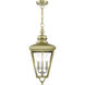 Adams 3 Light 10.63 inch Antique Brass with Brushed Nickel Finish Cluster Outdoor Large Pendant Lantern Ceiling Light