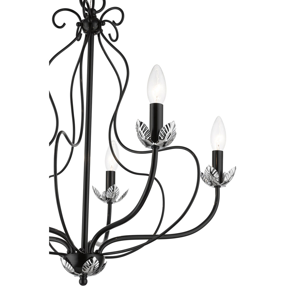 Katarina 5 Light 23 inch Shiny Black with Polished Chrome Accents Chandelier Ceiling Light