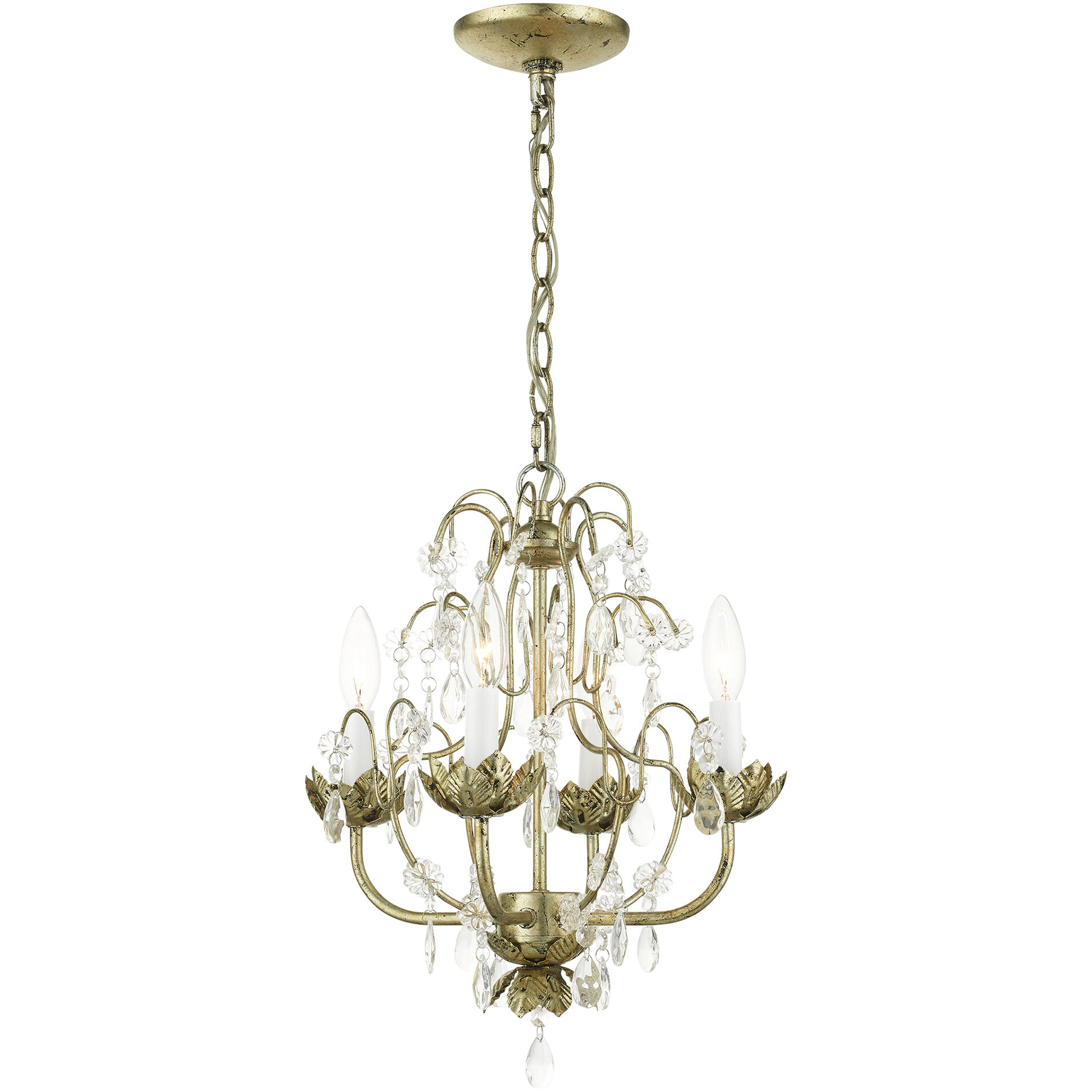 Acanthus 4 Light 14 inch Winter Gold Chandelier Ceiling Light