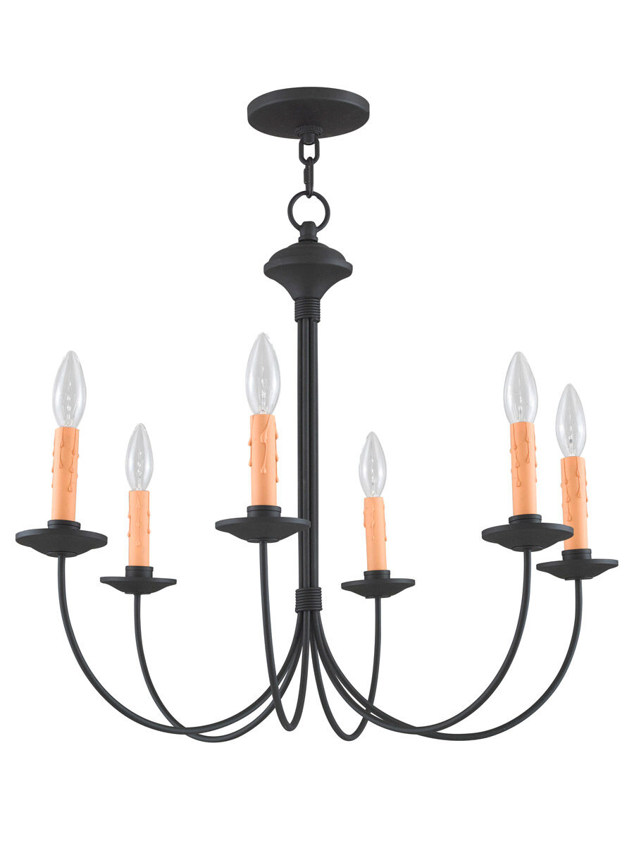 Heritage 6 Light 26 inch Black Chandelier Ceiling Light