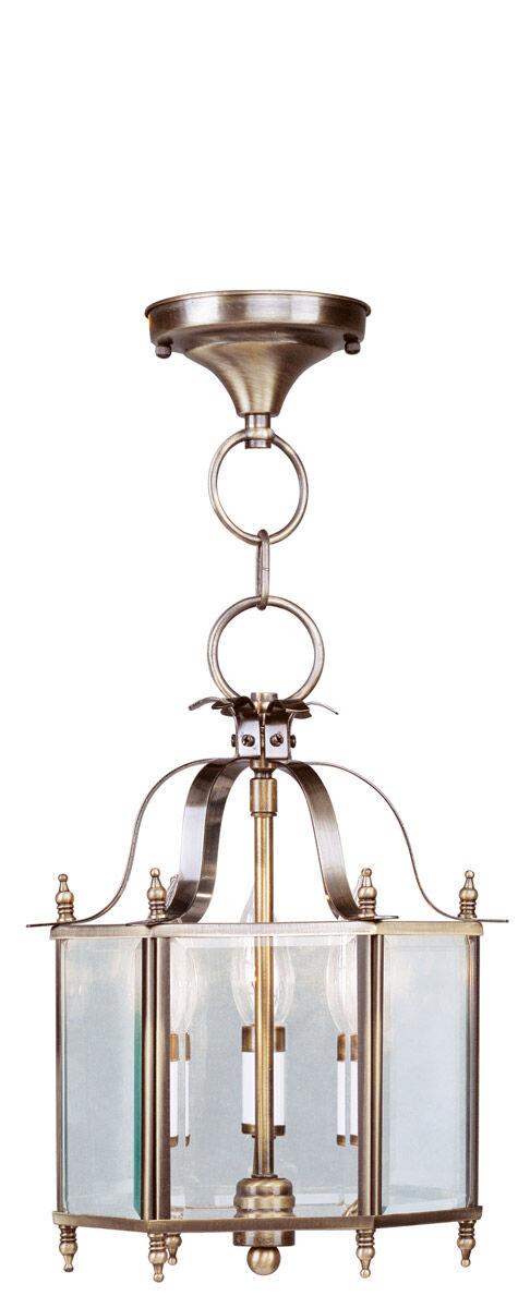 Livingston 3 Light 10 inch Antique Brass Convertible Mini Pendant/Ceiling Mount Ceiling Light