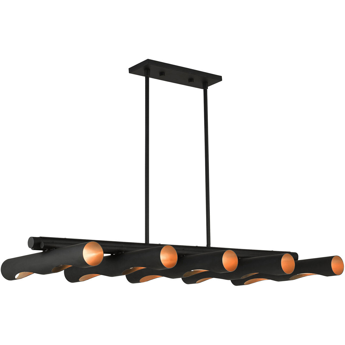 Novato 10 Light 50 inch Black Linear Chandelier Ceiling Light