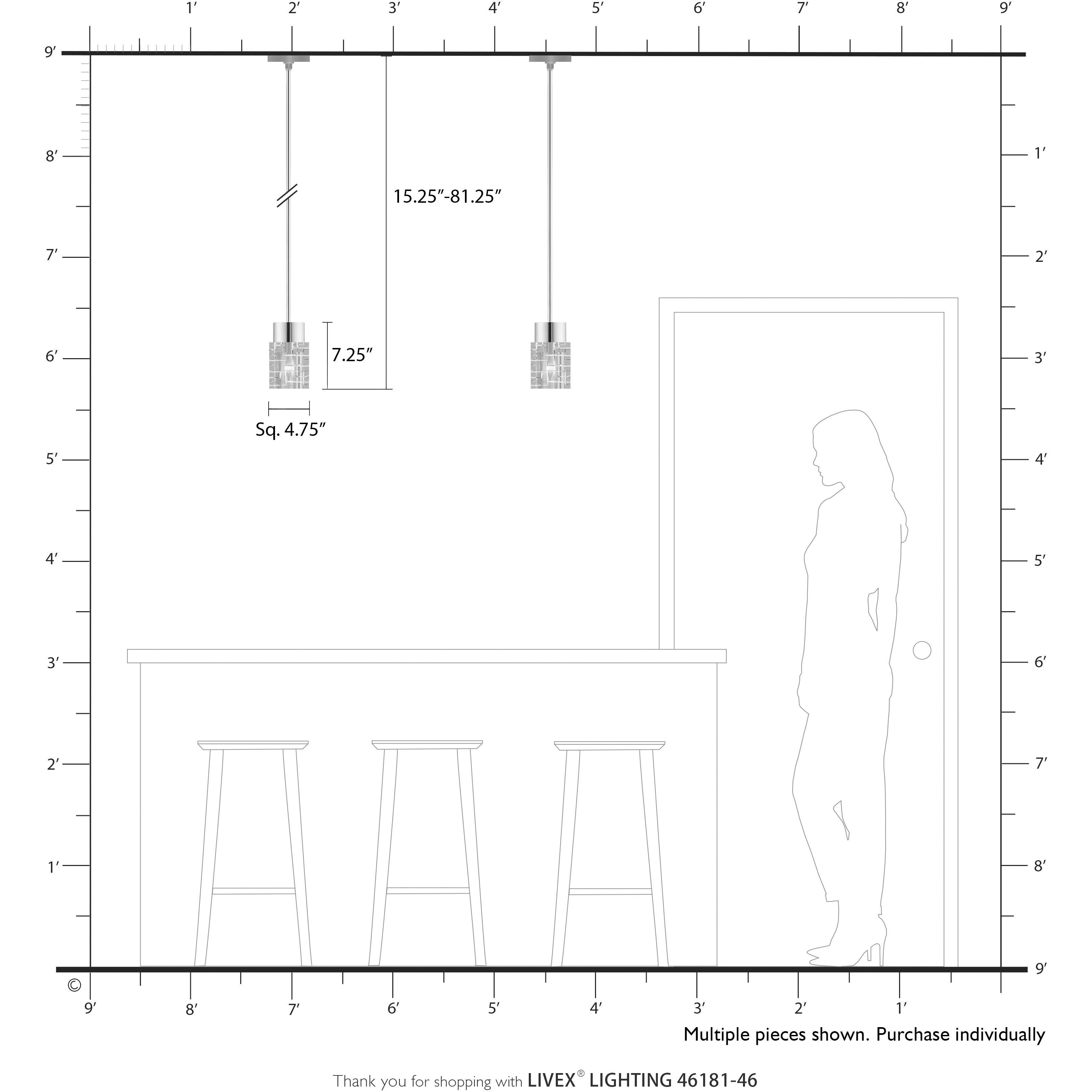 Rotterdam 1 Light 5 inch Black Chrome Semi Flush Mount Ceiling Light