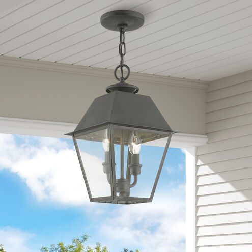 Wentworth 2 Light 9 inch Charcoal Outdoor Pendant Lantern, Medium