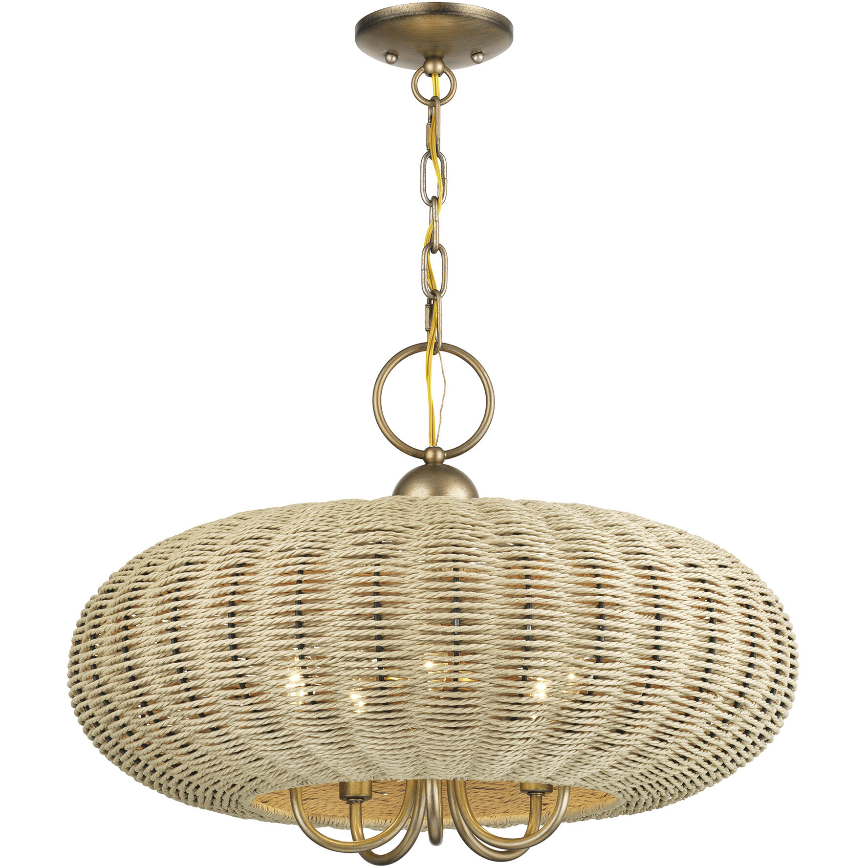 Summervine 5 Light 22 inch Antique Gold Leaf Pendant Chandelier Ceiling Light