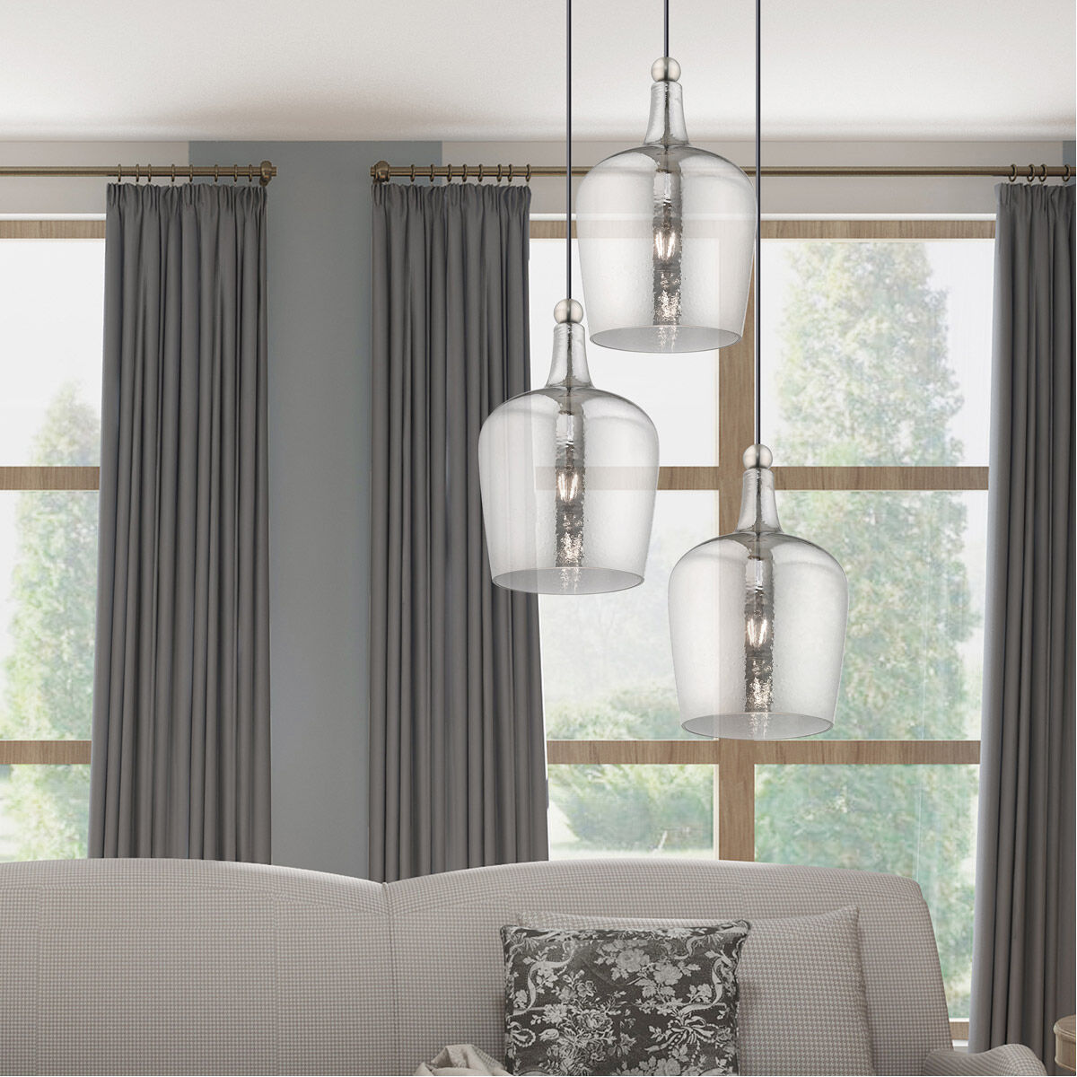 Art Glass 1 Light 9 inch Brushed Nickel Mini Pendant Ceiling Light