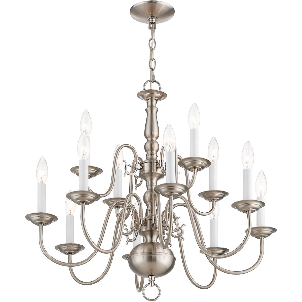 Williamsburgh 12 Light 26 inch Brushed Nickel Chandelier Ceiling Light