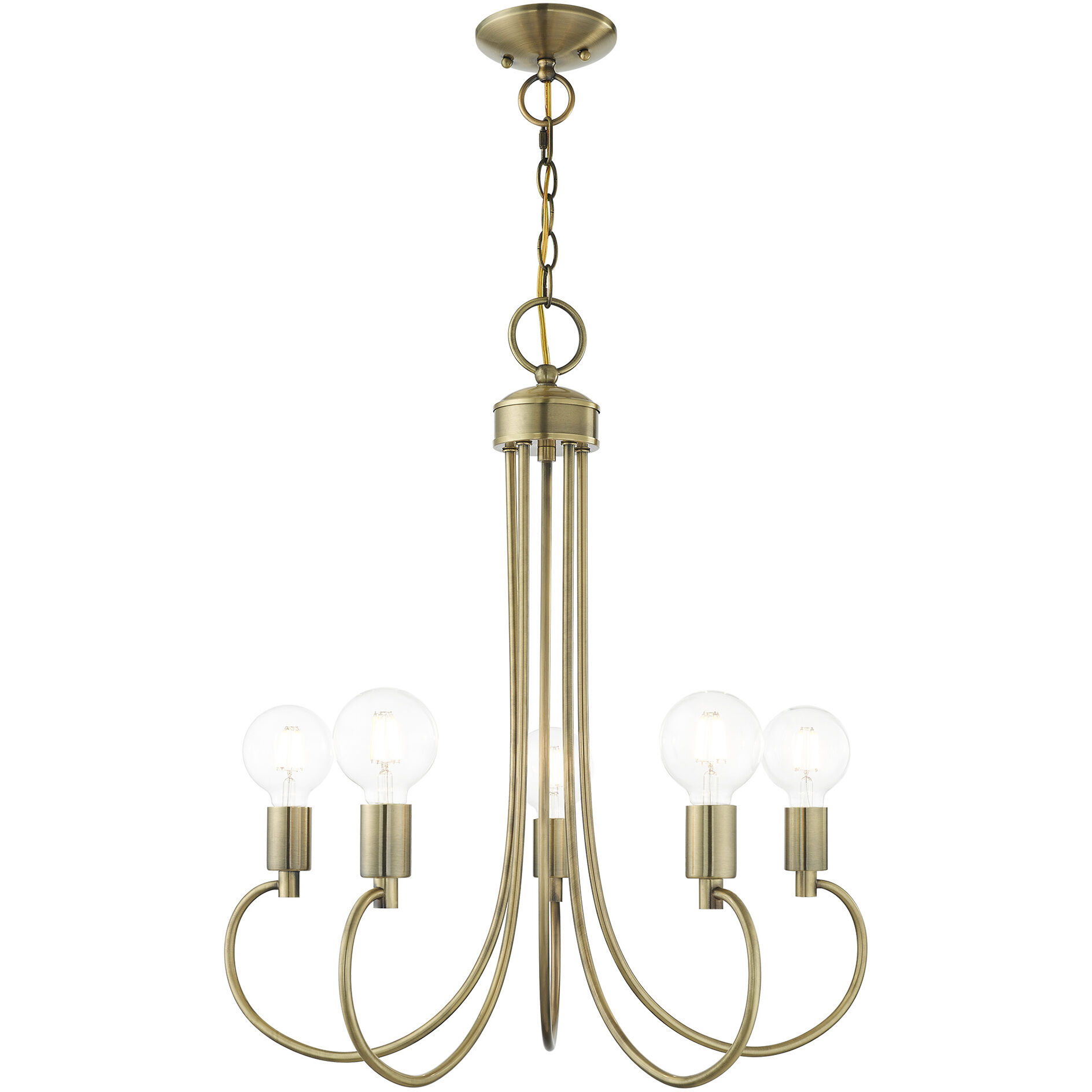 Bari 5 Light 25 inch Antique Brass Chandelier Ceiling Light
