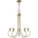 Bari 5 Light 25 inch Antique Brass Chandelier Ceiling Light