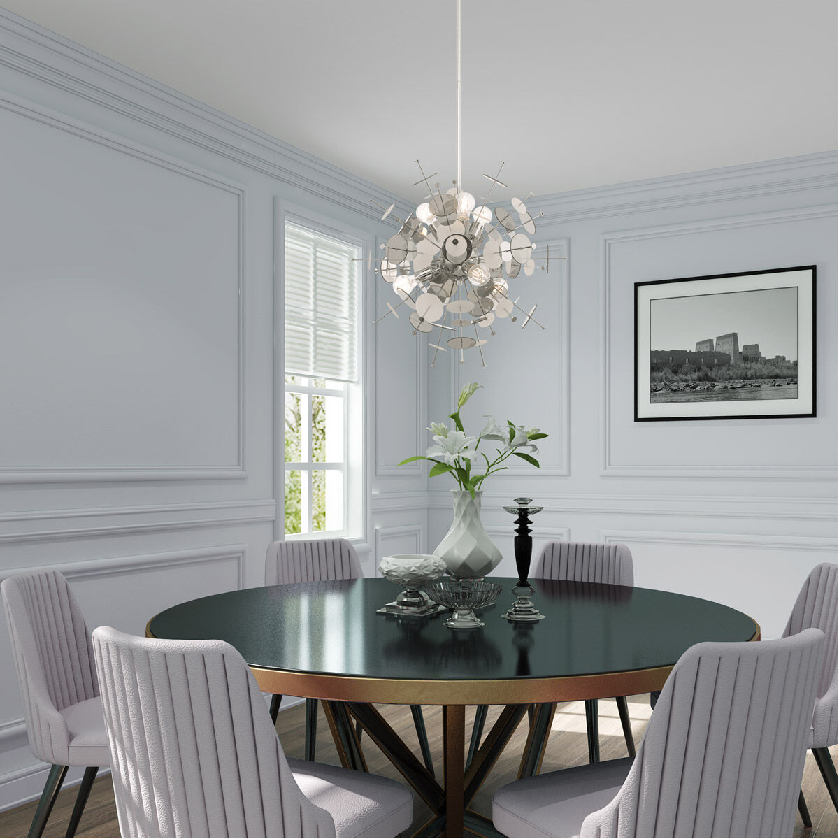 Circulo 6 Light 24 inch Polished Chrome Pendant Chandelier Ceiling Light