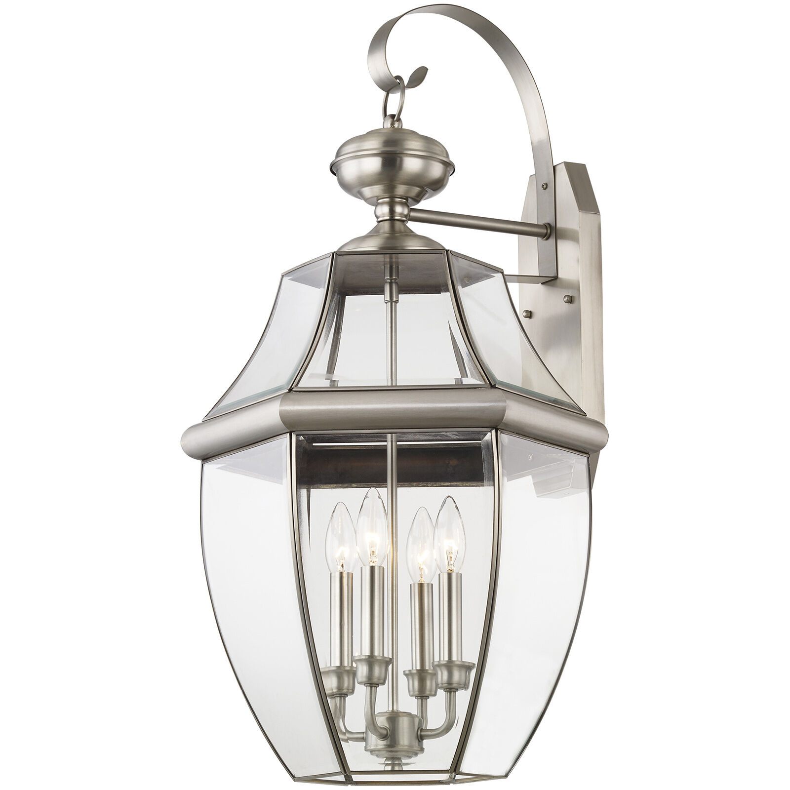 Monterey 4 Light 30 inch Brushed Nickel Outdoor Wall Lantern