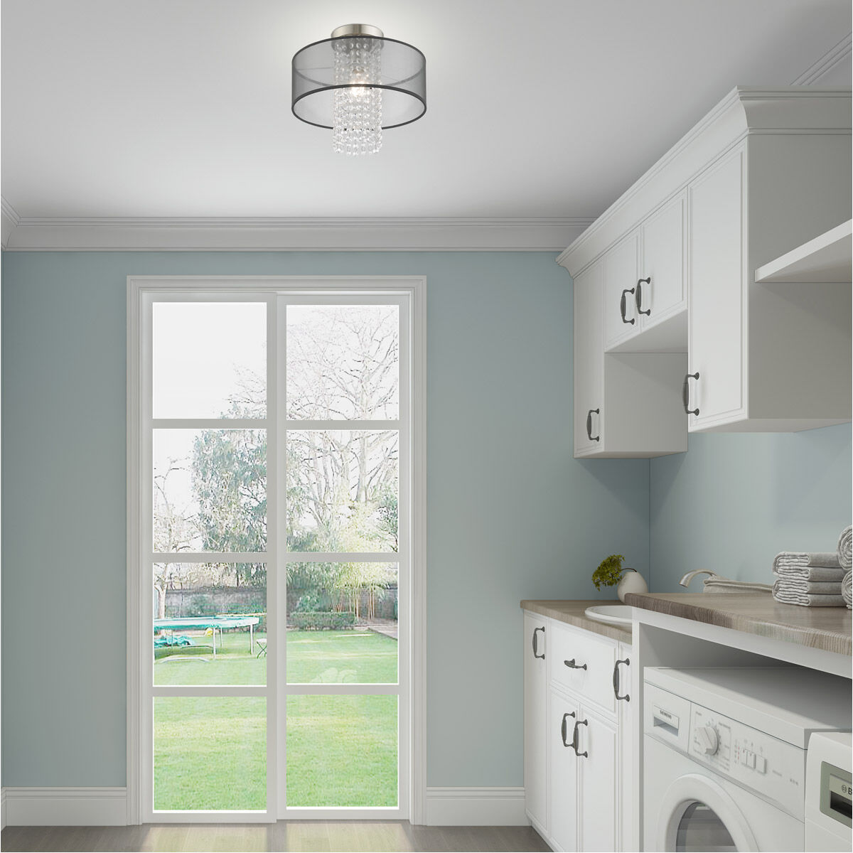 Bella Vista 1 Light 13 inch Brushed Nickel Semi-Flush Mount Ceiling Light