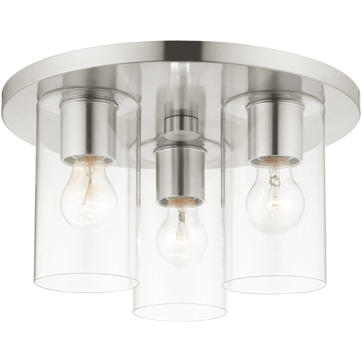Zurich 3 Light 14 inch Brushed Nickel Flush Mount Ceiling Light