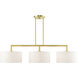 Meridian 3 Light 51 inch Satin Brass Linear Chandelier Ceiling Light