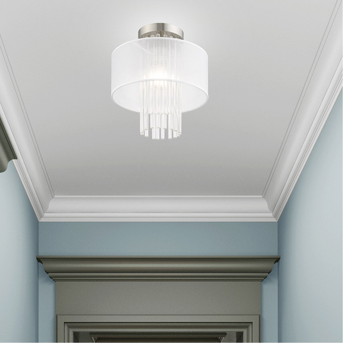 Alexis 1 Light 11 inch Brushed Nickel Semi-Flush Mount Ceiling Light