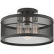 Industro 3 Light 15 inch Black with Brushed Nickel Accents Semi Flush Ceiling Light
