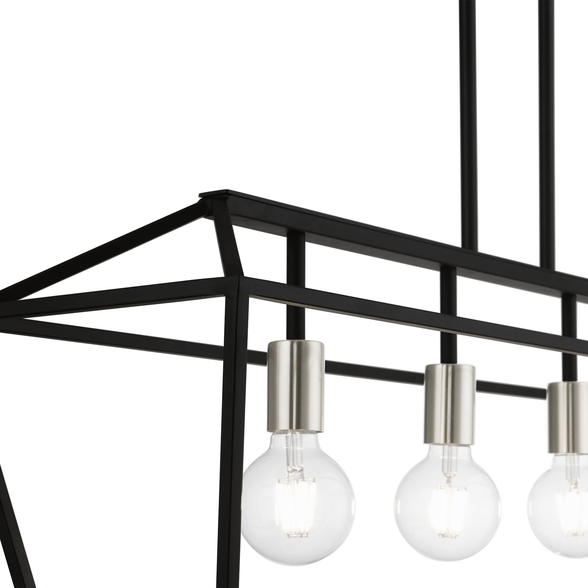 Devone 4 Light 38 inch Black with Brushed Nickel Accents Linear Chandelier Ceiling Light