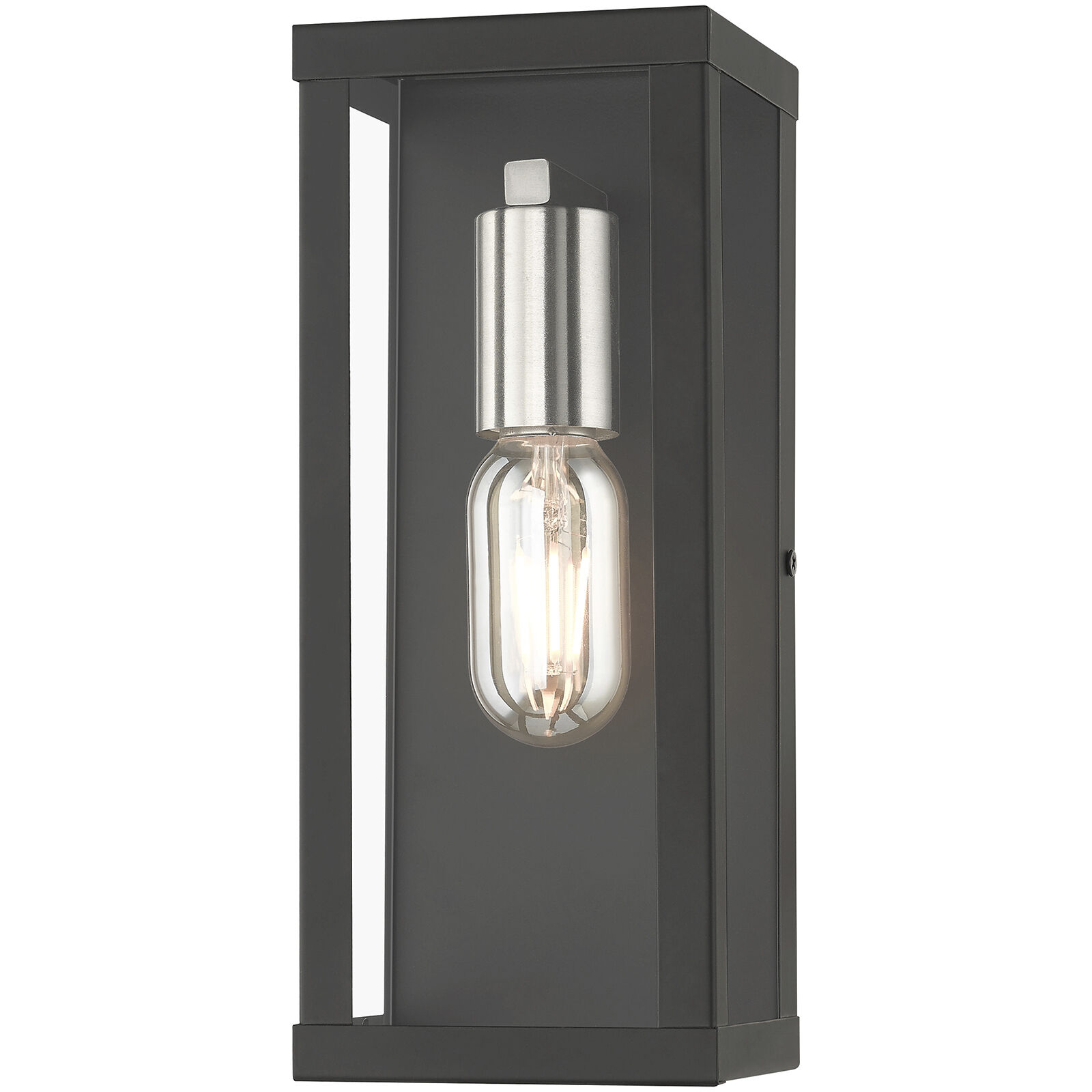 Gaffney 1 Light 11 inch Black with Brushed Nickel Finish Accents Outdoor Wall Lantern in Black with Brushed Nickel Accent, Medium