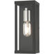 Gaffney 1 Light 11 inch Black with Brushed Nickel Finish Accents Outdoor Wall Lantern in Black with Brushed Nickel Accent, Medium