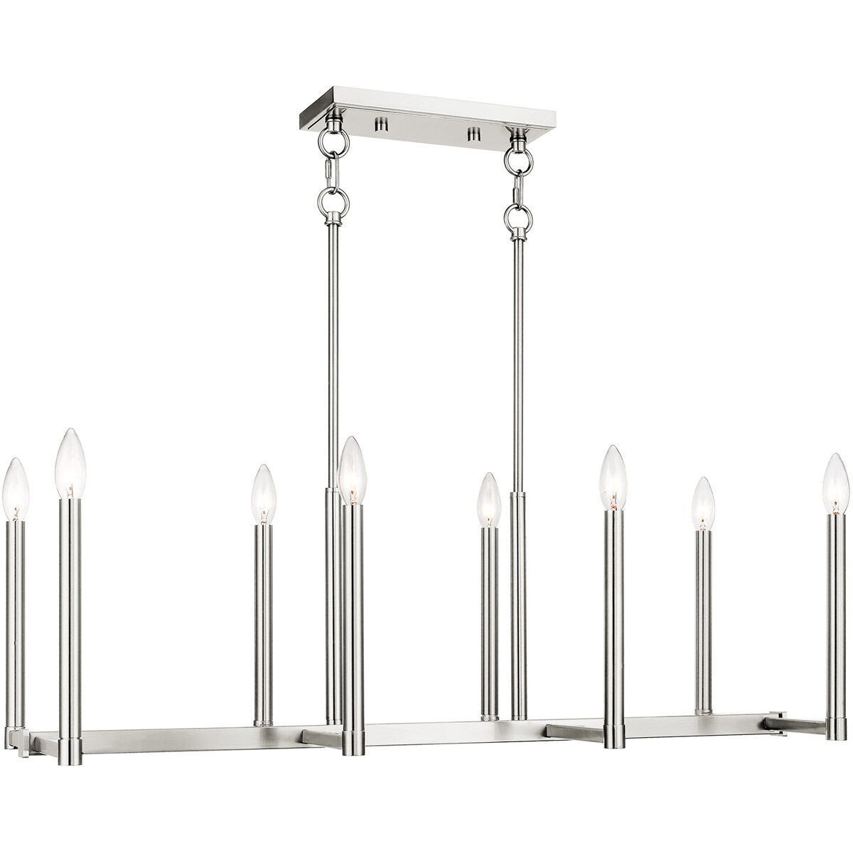 Alpine 8 Light 37 inch Brushed Nickel Linear Chandelier Ceiling Light