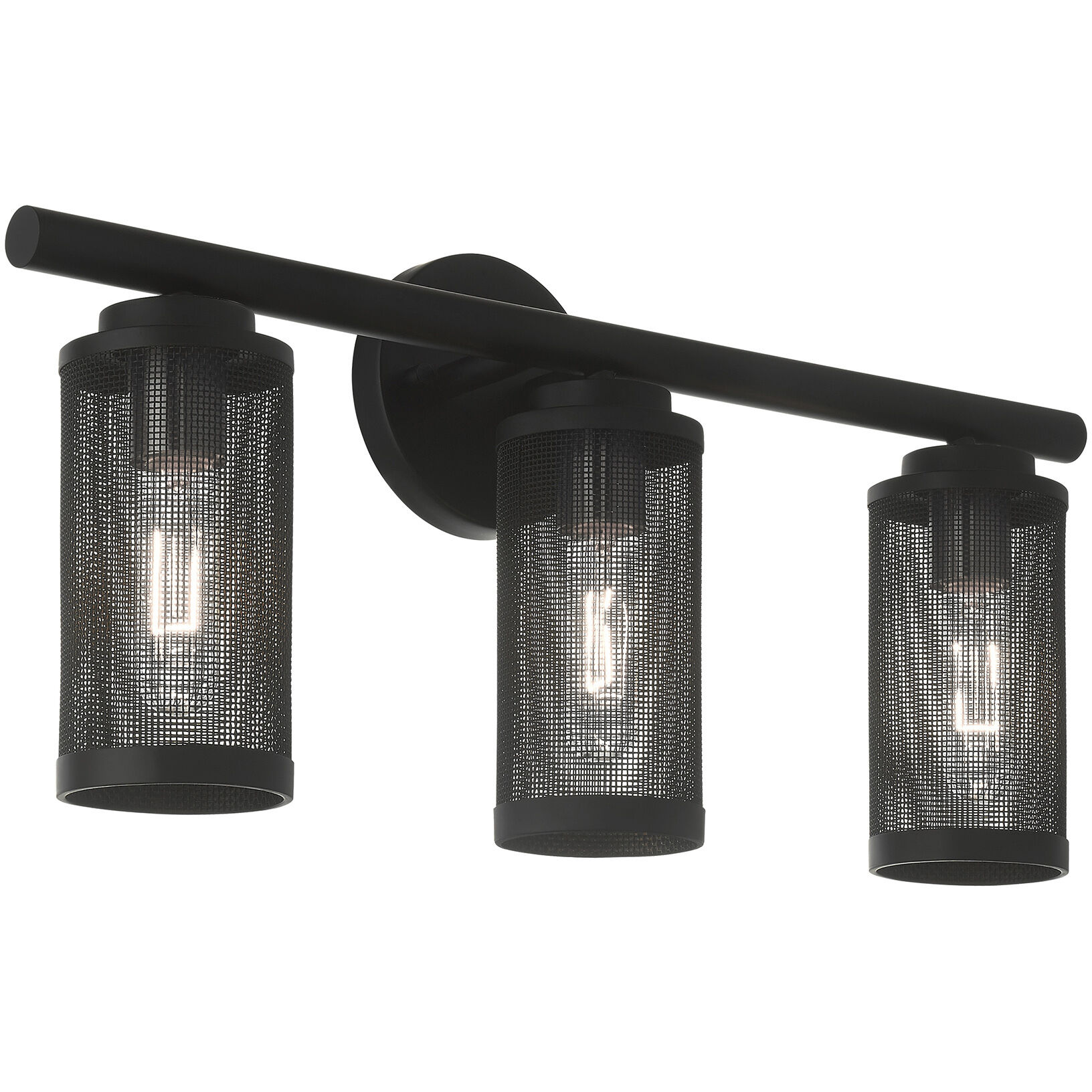 Industro 3 Light 24 inch Black with Brushed Nickel Accents Vanity Sconce Wall Light